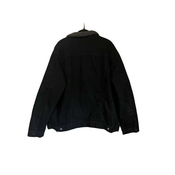 🔥 LEVI’S Black Sherpa Denim Trucker Jacket Duvall Chore 16365-0054 Sz XXL 🔥 - Picture 3 of 12